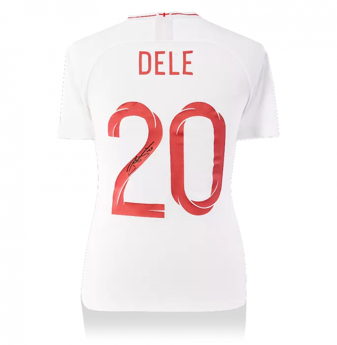 Dele Alli Back Signed England 2018-19 Home Shirt With Fan Style Numbers