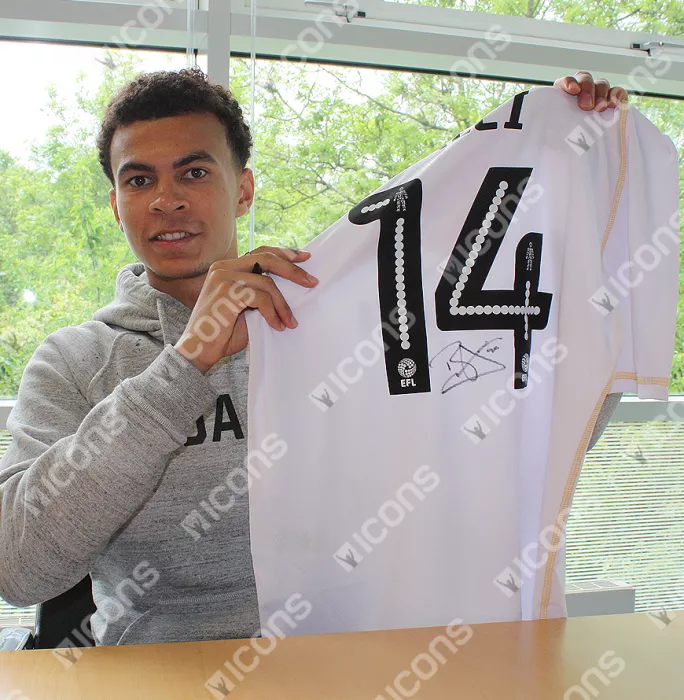 Dele Alli Back Signed MK Dons Home Shirt In Hero Frame: Option 1