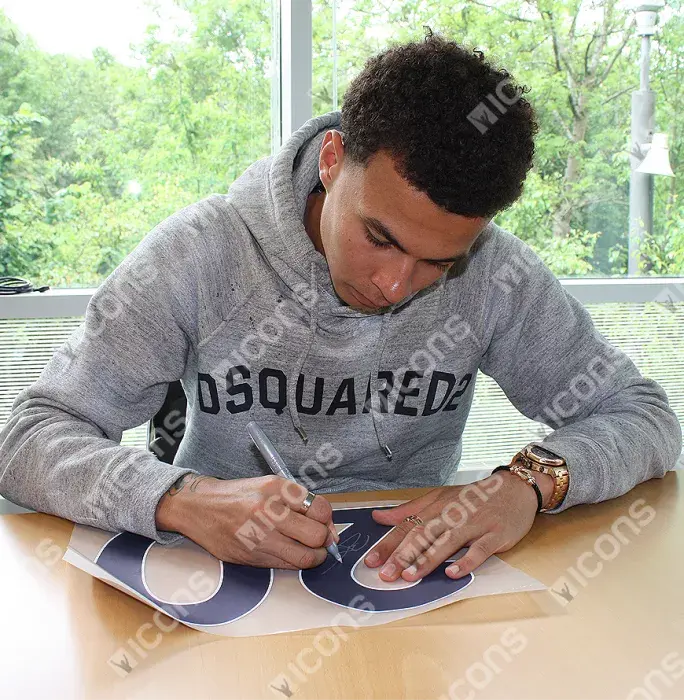 Dele Alli Back Signed Tottenham Hotspur 2017-18 Home Shirt With Fan Style Numbers