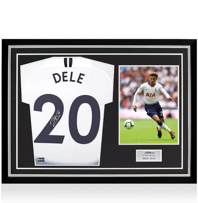 Dele Alli Back Signed Tottenham Hotspur 2018-19 Home Shirt With Fan Style Numbers In Hero Frame: Option 1