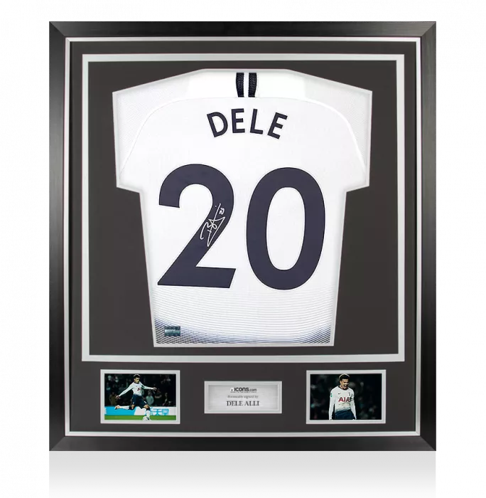 Dele Alli Back Signed Tottenham Hotspur 2018-19 Home Shirt With Fan Style Numbers In Classic Frame