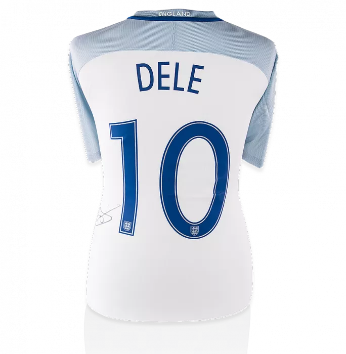 Dele Alli England Back Signed 2016-17 Home Shirt: Number 10 Side Signature