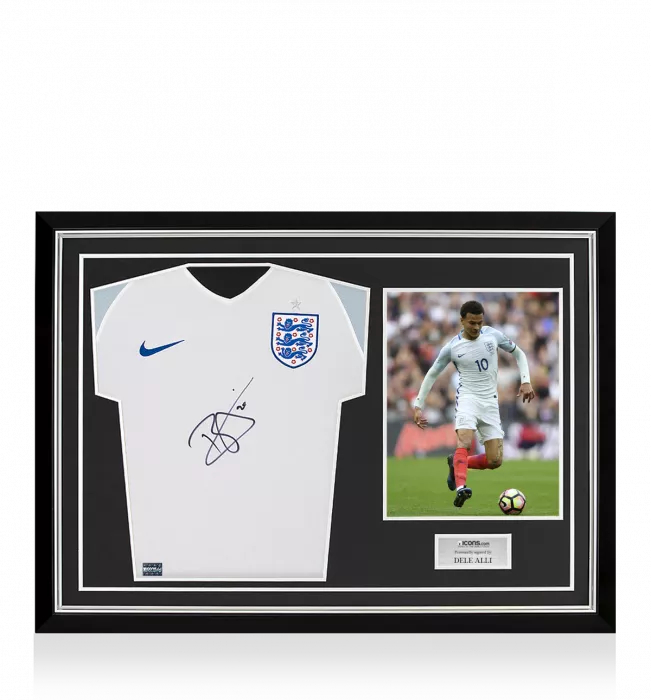 Dele Alli Front Signed England 2016 Home Shirt Home Shirt In Hero Frame: Option 1