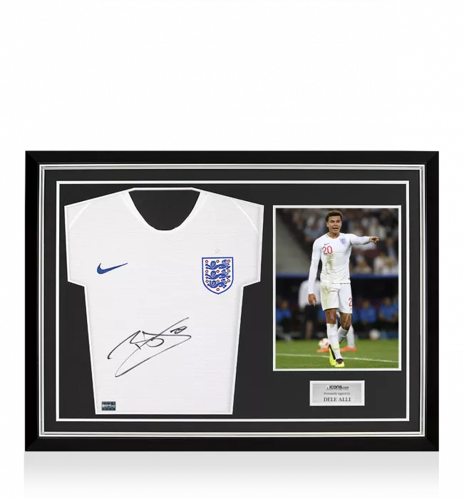 Dele Alli Front Signed England 2018-19 Home Shirt Home Shirt In Hero Frame: Option 1