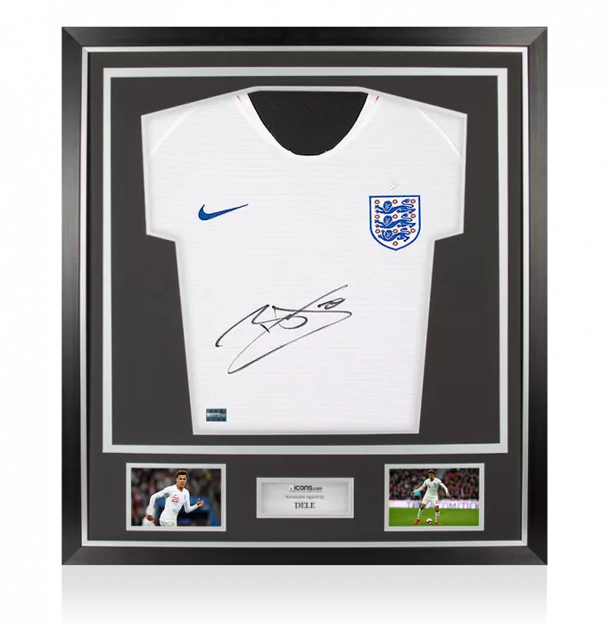 Dele Alli Front Signed England 2018-19 Home Shirt In Classic Frame