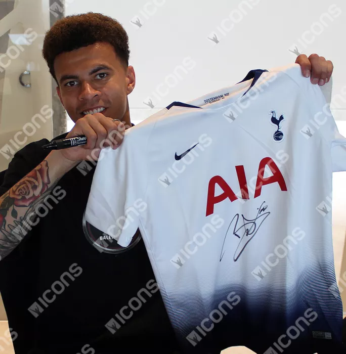 Dele Alli Front Signed Tottenham Hotspur 2018-19 Home Shirt In Classic Frame