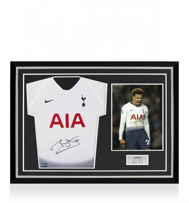 Dele Alli Front Signed Tottenham Hotspur 2018-19 Home Shirt Home Shirt In Hero Frame: Option 1