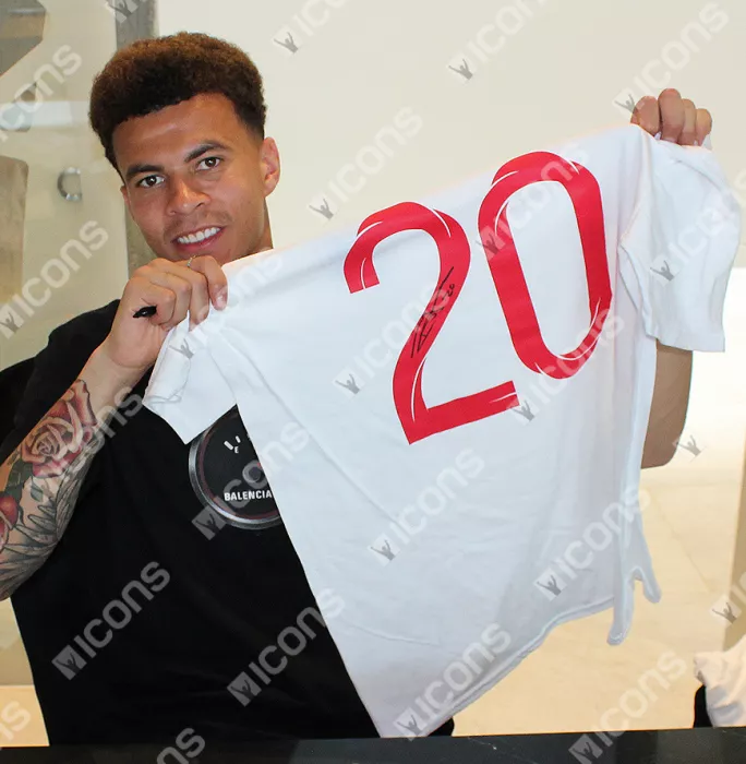 Dele Alli Official 2018 FIFA World Cup™ Back Signed And Framed England 2018-19 Style T-Shirt