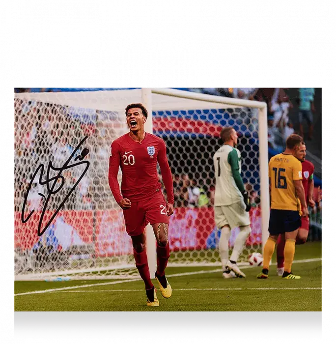 Dele Alli Signed England Photo In Premium Photo Frame: 2018 FIFA World Cup Quarter-Final Goal Vs Sweden