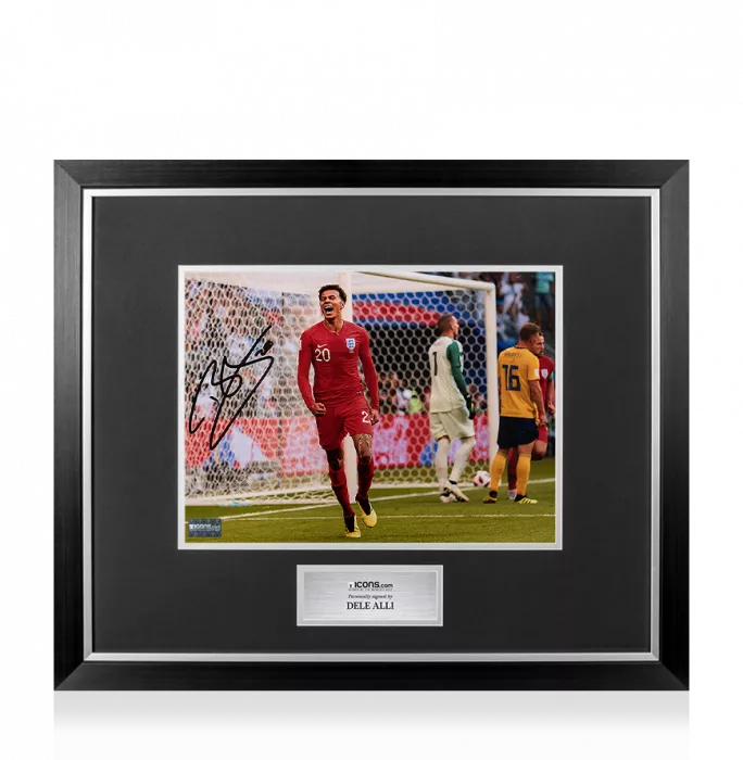 Dele Alli Signed England Photo In Premium Photo Frame: 2018 FIFA World Cup Quarter-Final Goal vs Sweden