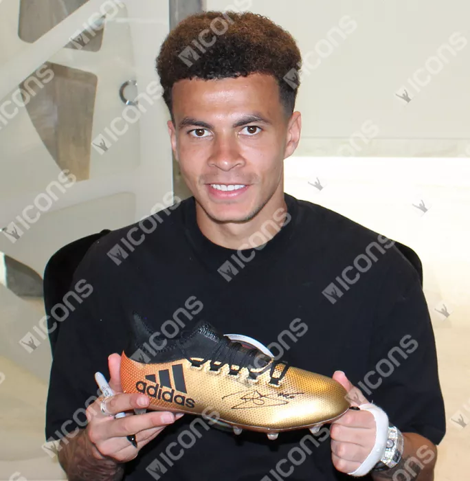Dele Alli Signed Gold Adidas X Boot In Bubble Frame: Option 1