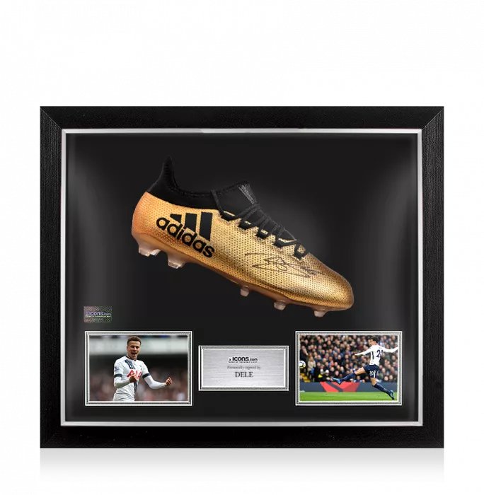 Dele Alli Signed Gold Adidas X Boot In Bubble Frame: Option 1