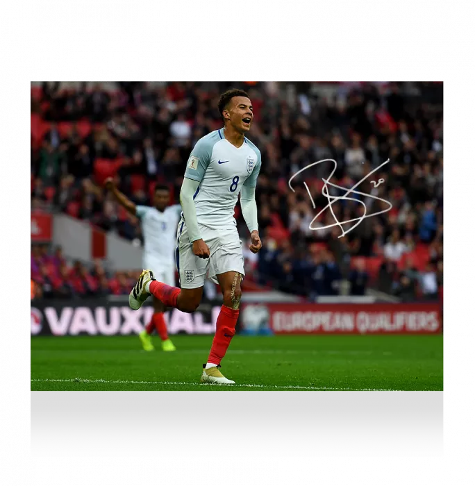 Dele Alli Signed Landscape England Photo In Premium Photo Frame: Goal Vs Malta