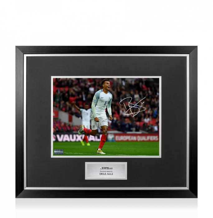 Dele Alli Signed Landscape England Photo In Premium Photo Frame: Goal vs Malta