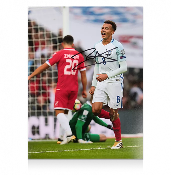 Dele Alli Signed Portrait England Photo: Goal vs Malta