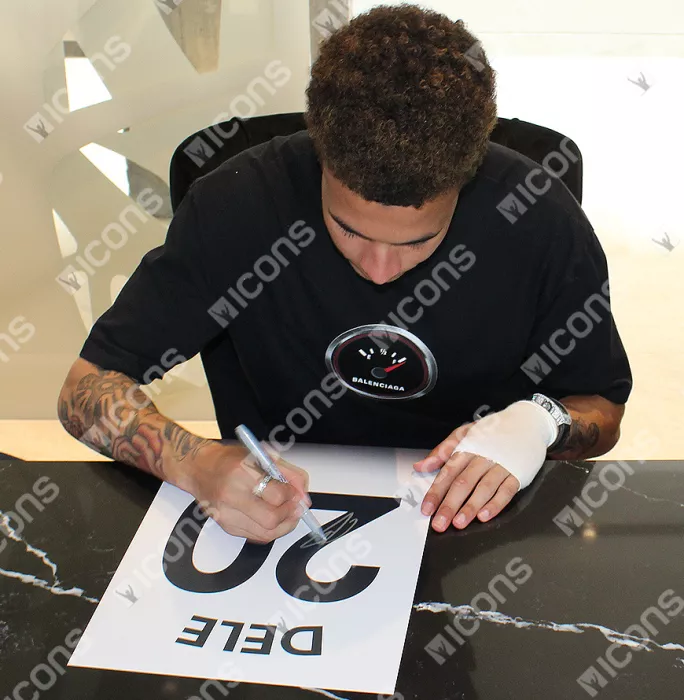 Dele Alli Signed Tottenham Hotspur 2018-19 Home Shirt Print In Black Wooden Frame: Limited Edition 'Dele 20'