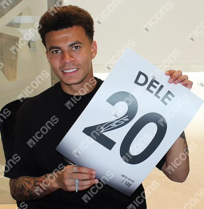 Dele Alli Signed Tottenham Hotspur 2018-19 Home Shirt Print In Black Wooden Frame: Limited Edition 'Dele 20'
