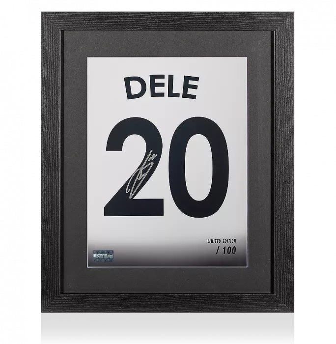 Dele Alli Signed Tottenham Hotspur 2018-19 Home Shirt Print In Black Wooden Frame: Limited Edition 'Dele 20'