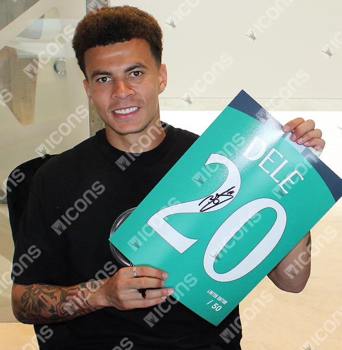 Dele Alli Signed Tottenham Hotspur 2018-19 Third Shirt Print In Black Wooden Frame: Limited Edition 'Dele 20'