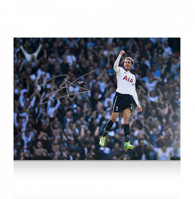 Dele Alli Signed Tottenham Hotspur Photo In Black Wooden Frame: With "Happy Birthday" Inscription