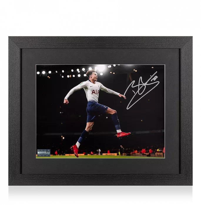Dele Alli Signed Tottenham Hotspur Photo In Black Wooden Frame: North London Derby Goal vs Arsenal