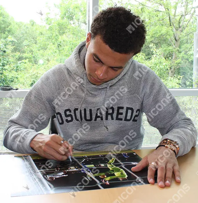 Dele Alli Signed Tottenham Hotspur Photo In Black Wooden Frame: Brace Vs Chelsea