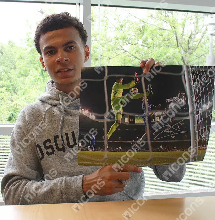 Dele Alli Signed Tottenham Hotspur Photo In Black Wooden Frame: Brace Vs Chelsea