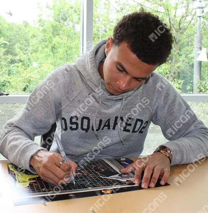 Dele Alli Signed Tottenham Hotspur Photo In Black Wooden Frame: Goal Vs Chelsea