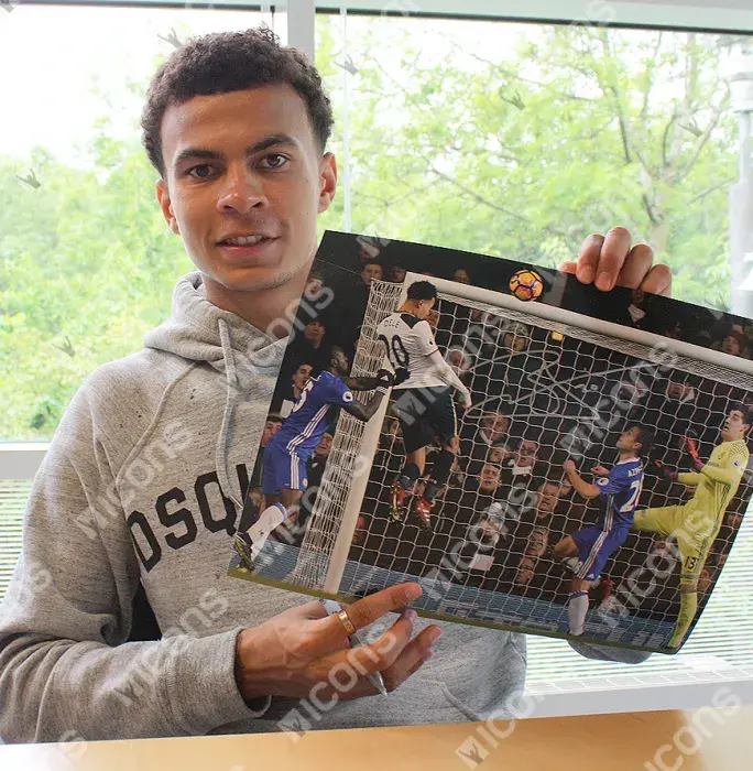 Dele Alli Signed Tottenham Hotspur Photo In Black Wooden Frame: Goal Vs Chelsea