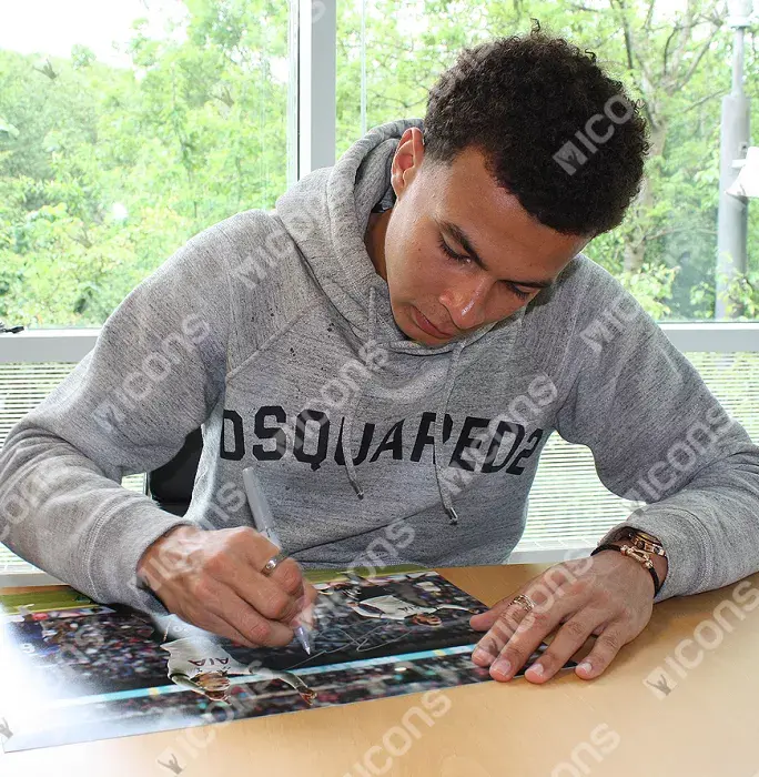 Dele Alli Signed Tottenham Hotspur Photo In Black Wooden Frame: Wembley Goal Vs Chelsea