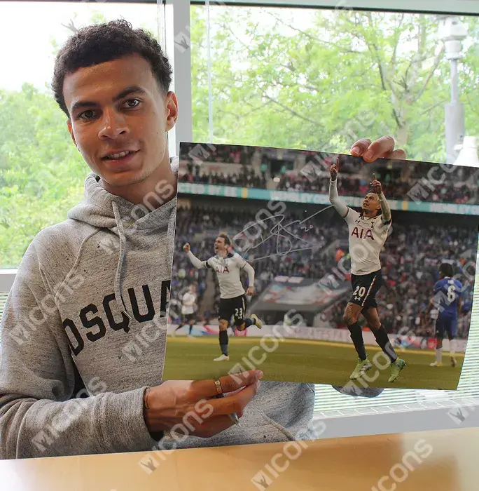 Dele Alli Signed Tottenham Hotspur Photo In Black Wooden Frame: Wembley Goal Vs Chelsea