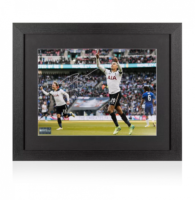 Dele Alli Signed Tottenham Hotspur Photo In Black Wooden Frame: Wembley Goal vs Chelsea
