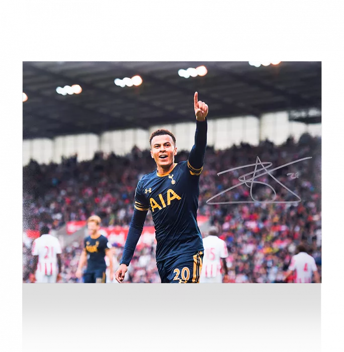 Dele Alli Signed Tottenham Hotspur Photo In Black Wooden Frame: Goal Vs Stoke City