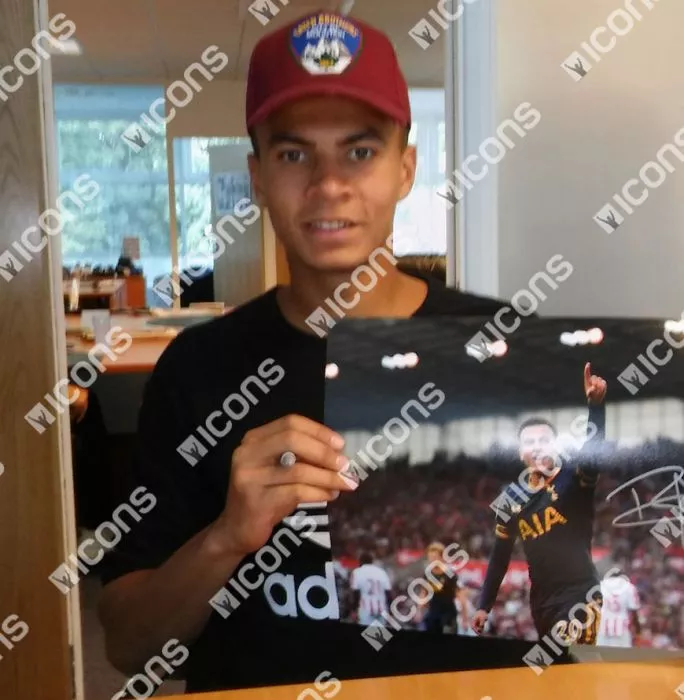 Dele Alli Signed Tottenham Hotspur Photo In Black Wooden Frame: Goal Vs Stoke City