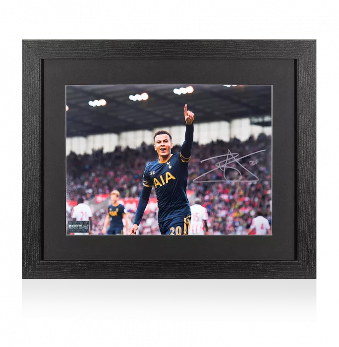 Dele Alli Signed Tottenham Hotspur Photo In Black Wooden Frame: Goal vs Stoke City