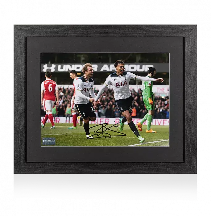 Dele Alli Signed Tottenham Hotspur Photo In Black Wooden Frame: Goal vs Arsenal
