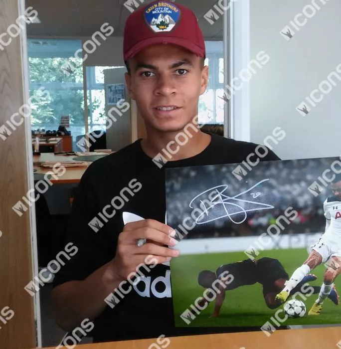 Dele Alli Signed Tottenham Hotspur Photo In Black Wooden Frame: UEFA Champions League Debut