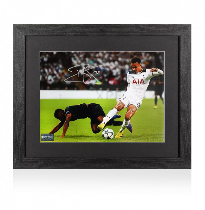 Dele Alli Signed Tottenham Hotspur Photo In Black Wooden Frame: UEFA Champions League Debut