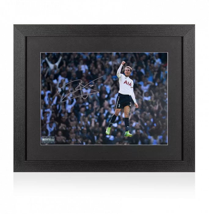 Dele Alli Signed Tottenham Hotspur Photo In Black Wooden Frame: With "Happy Birthday" Inscription