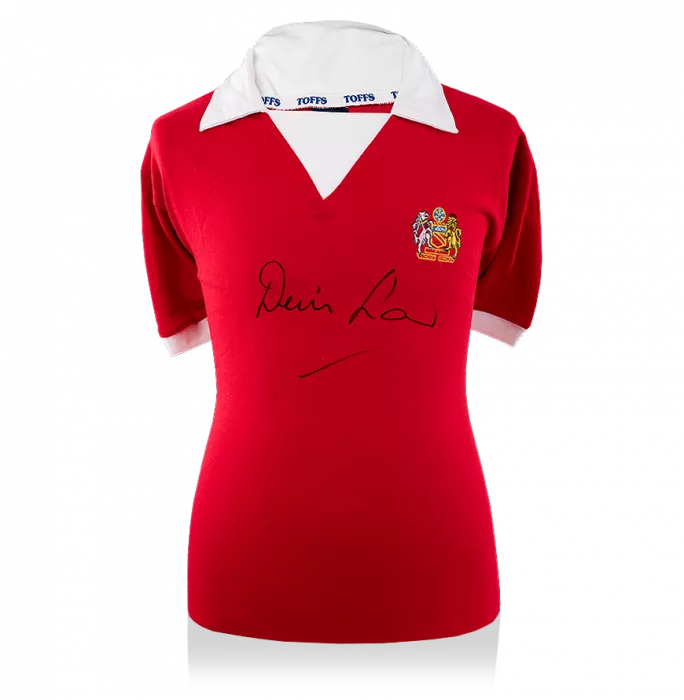 Denis Law Front Signed Retro Manchester United Home Shirt