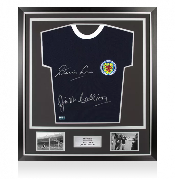 Denis Law & Jim McCalliog Dual Signed Scotland 1967 Home Shirt In Classic Frame
