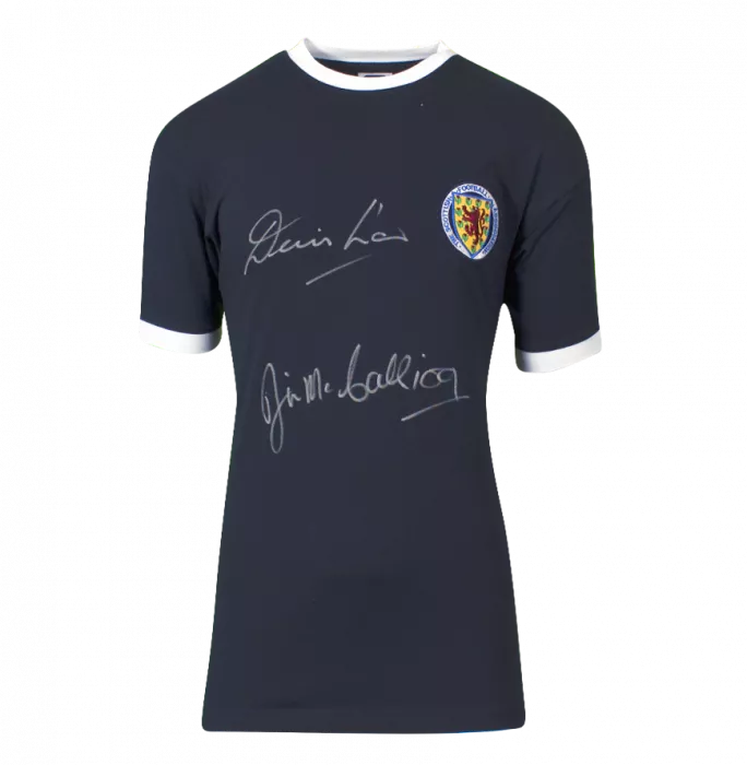 Denis Law & Jim McCalliog Dual Signed Scotland 1967 Home Shirt In Hero Frame: Option 1