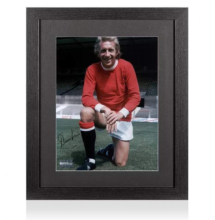 Denis Law Signed Manchester United Photo In Black Wooden Frame: The Lawman