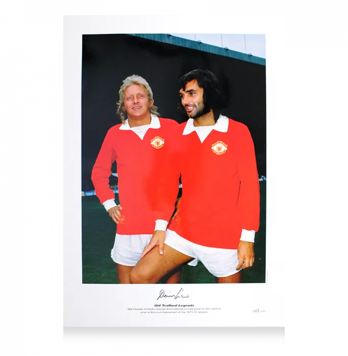 Denis Law Signed Manchester United Photo: With George Best