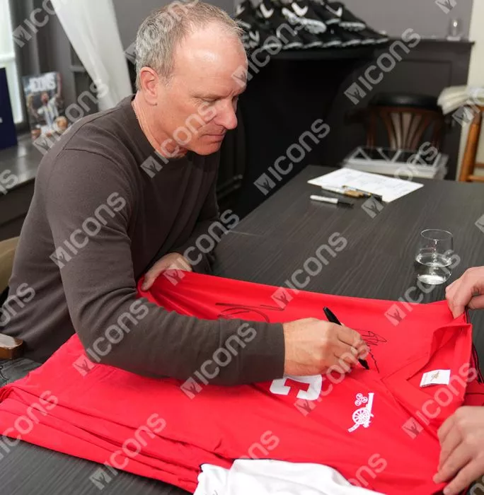 Dennis Bergkamp And Ian Wright Dual Signed Arsenal Retro Home Shirt In Hero Frame: Option 1