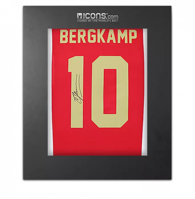 Dennis Bergkamp Back Signed Ajax 2022-23 Home Shirt with Fan Style Numbers In Deluxe Packaging