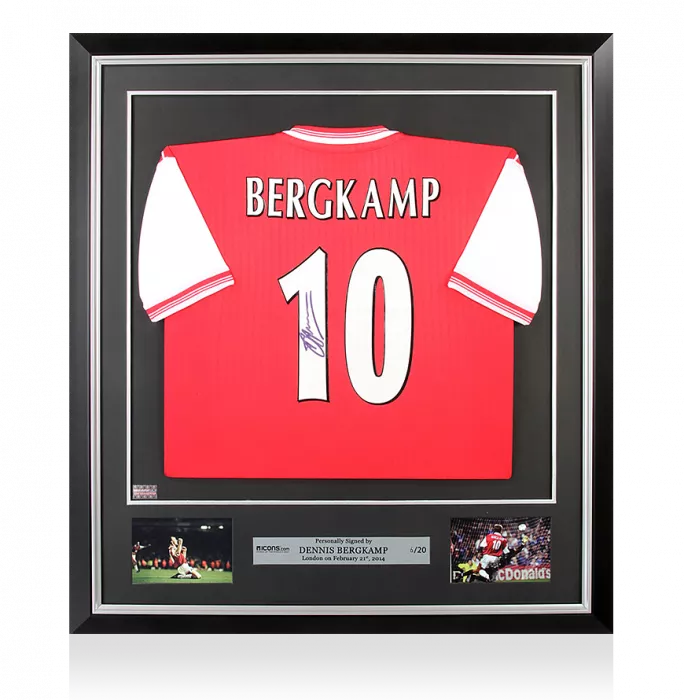 Dennis Bergkamp Back Signed And Framed Arsenal Centenary Shirt