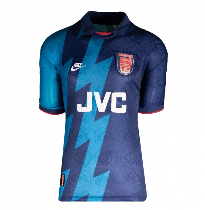 Dennis Bergkamp Back Signed Arsenal 1995-96 Away Shirt In Deluxe Packaging