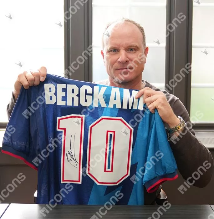 Dennis Bergkamp Back Signed Arsenal 1995-96 Away Shirt In Hero Frame: Option 1