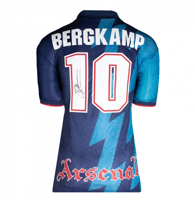 Dennis Bergkamp Back Signed Arsenal 1995-96 Away Shirt In Classic Frame